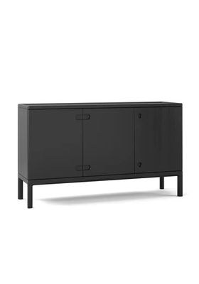 Stolab© Prio sideboard low H80 wooden doors birch black 521